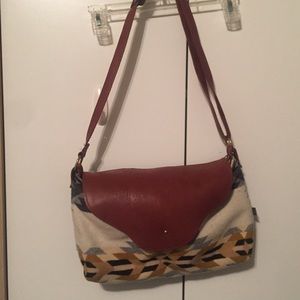 Pendelton wool and leather handmade crossbody bag